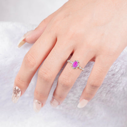 Pink opal ring in sterling silver with a vibrant gemstone