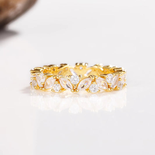 Abi Moissanite Marquise and Round Wedding Band Gold