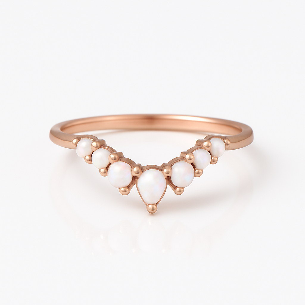 Isa Curved Opal Band Rose Gold