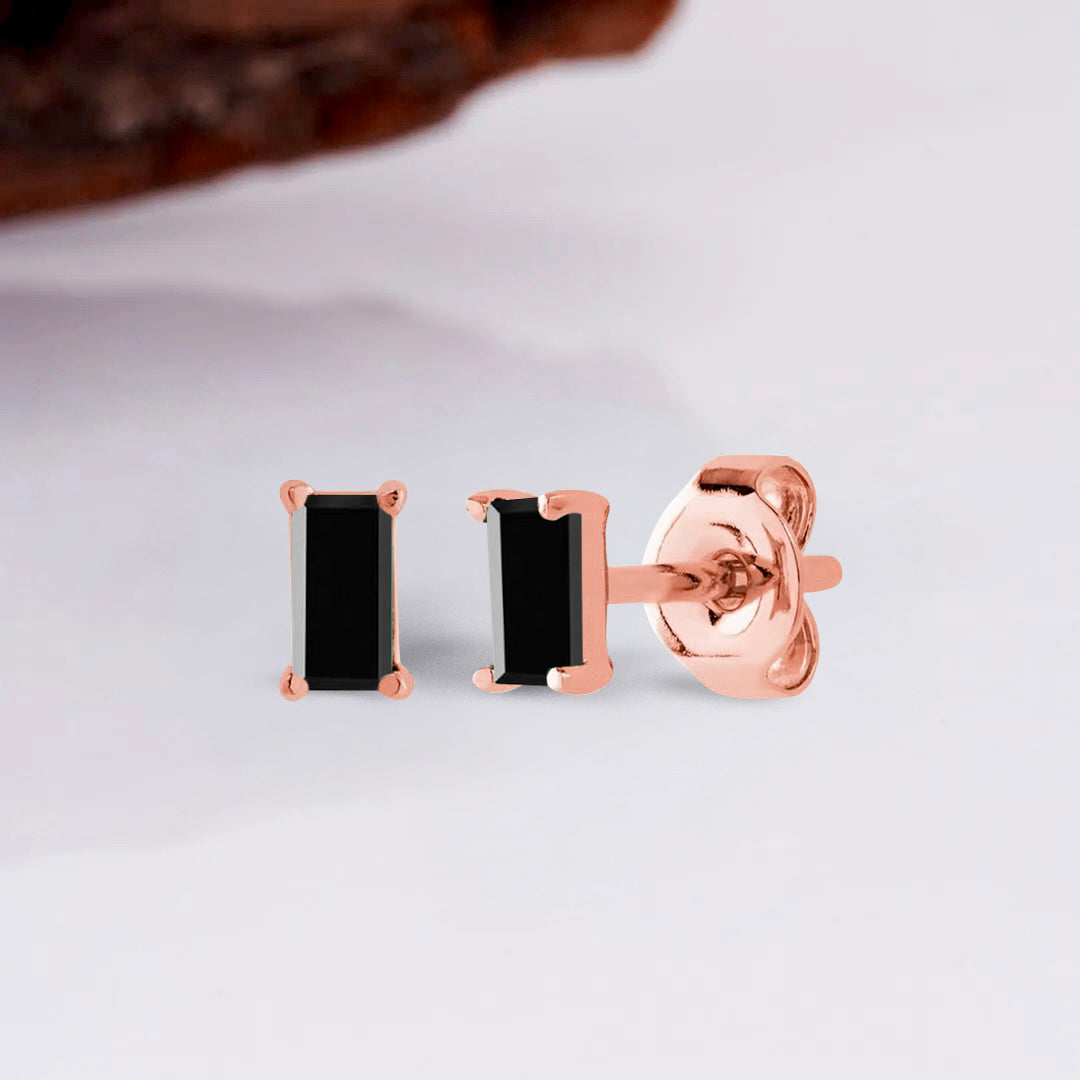 Pia 14k Solid Rose Gold Black Onyx Earrings