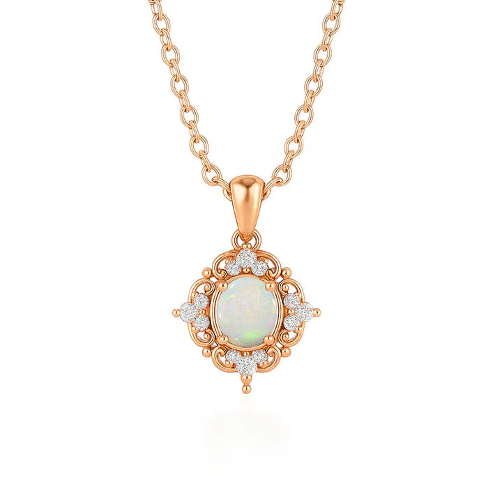 Fia Opal Necklace Rose Gold