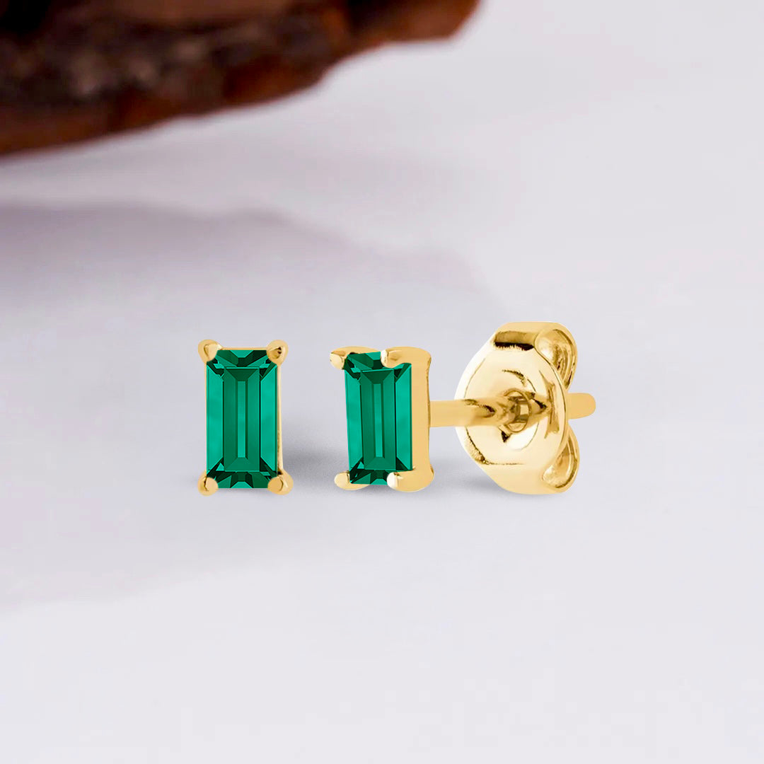 Pia 14k Solid White Gold Emerald Earrings