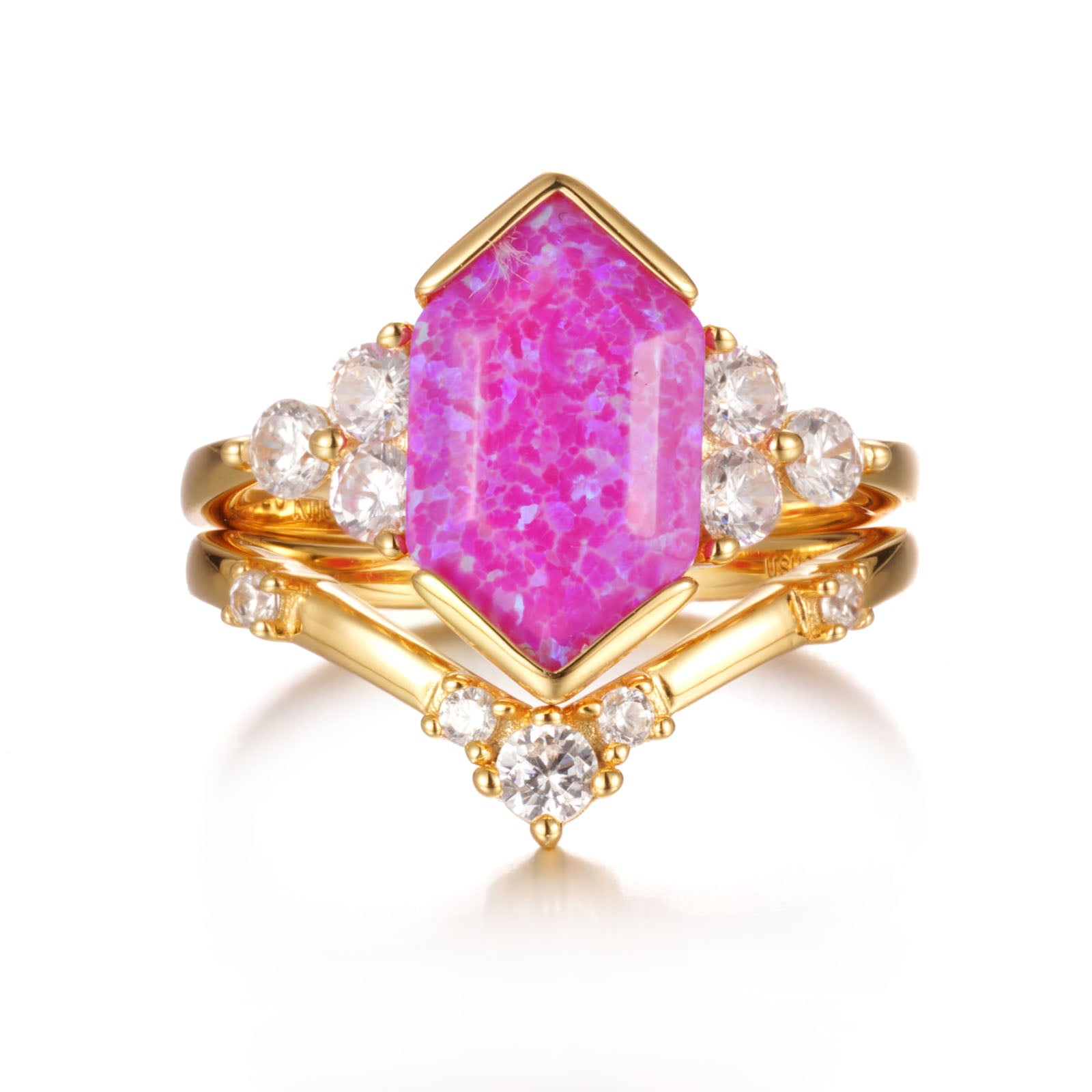 Elena Orchard Pink Opal Ring Set