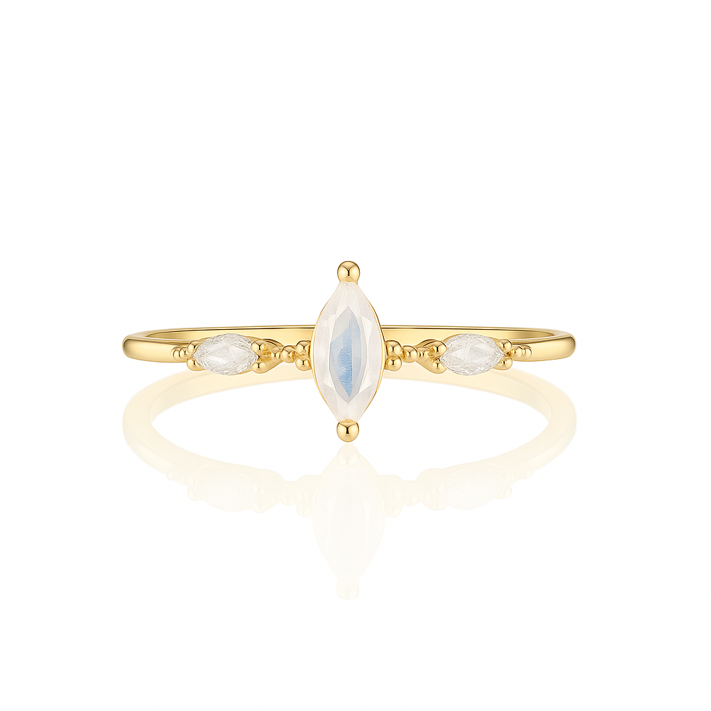 Aya Moonstone Ring Rose Gold