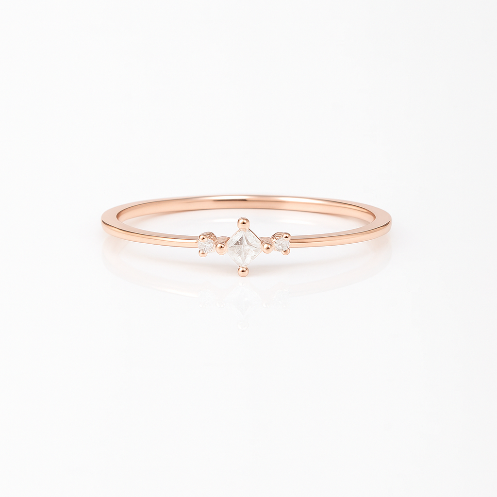 Koi Moissanite Dainty Ring Rose Gold