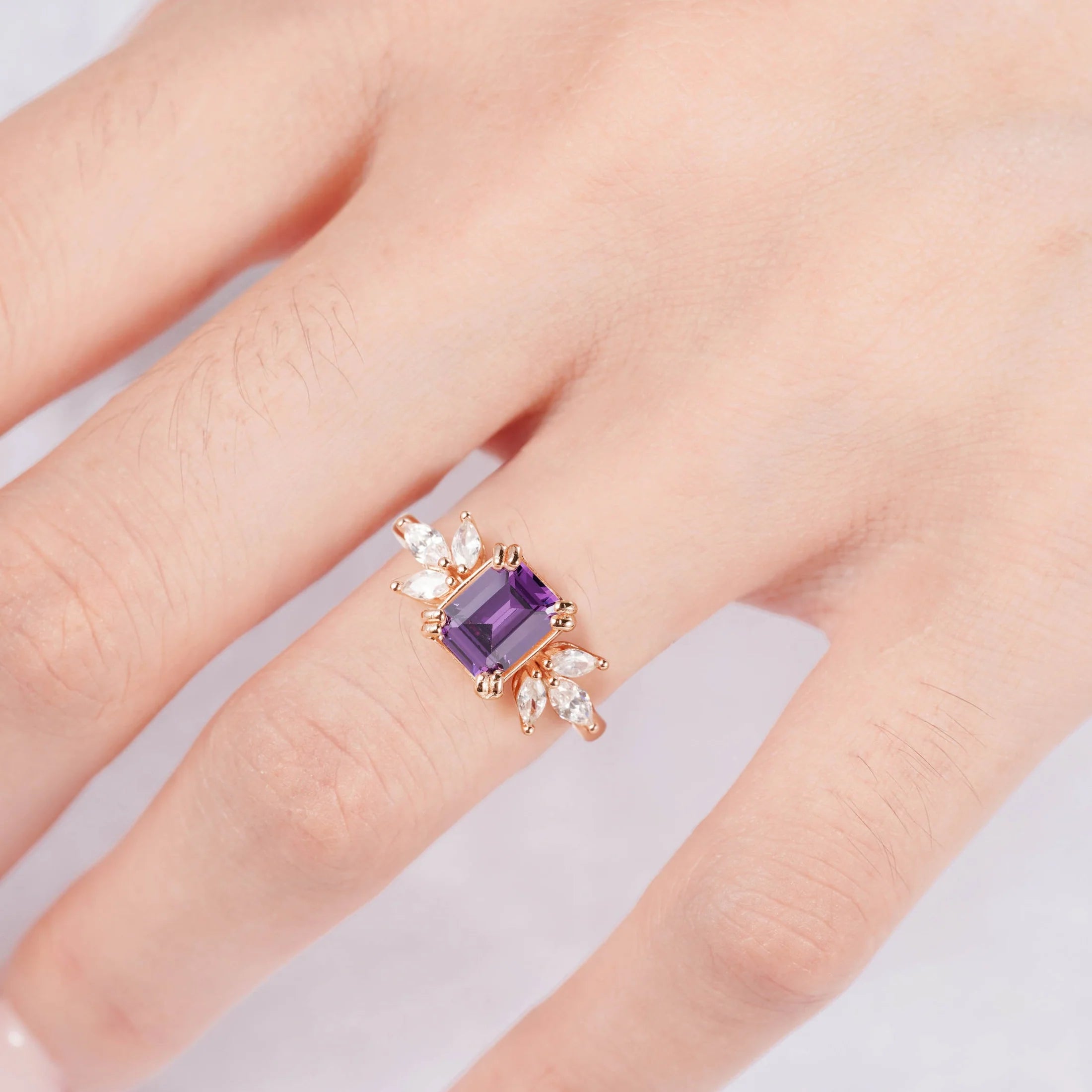 Ivy Amethyst Ring Rose Gold