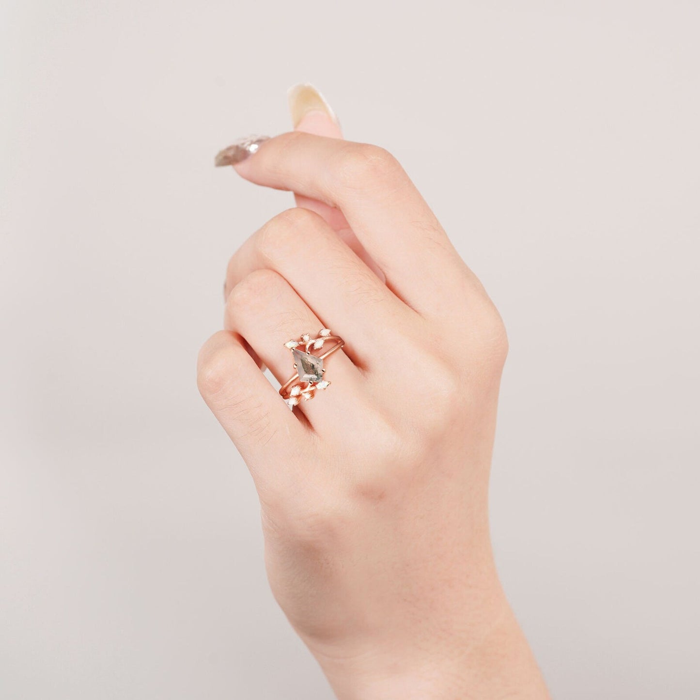 Jeni Moss Agate and Opal Ring