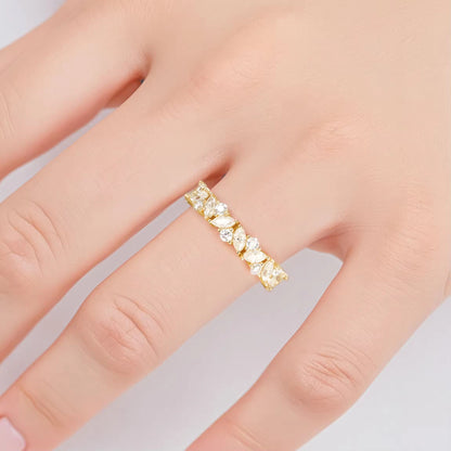 Abi Gemstone Marquise and Round Wedding Band Sterling Silver