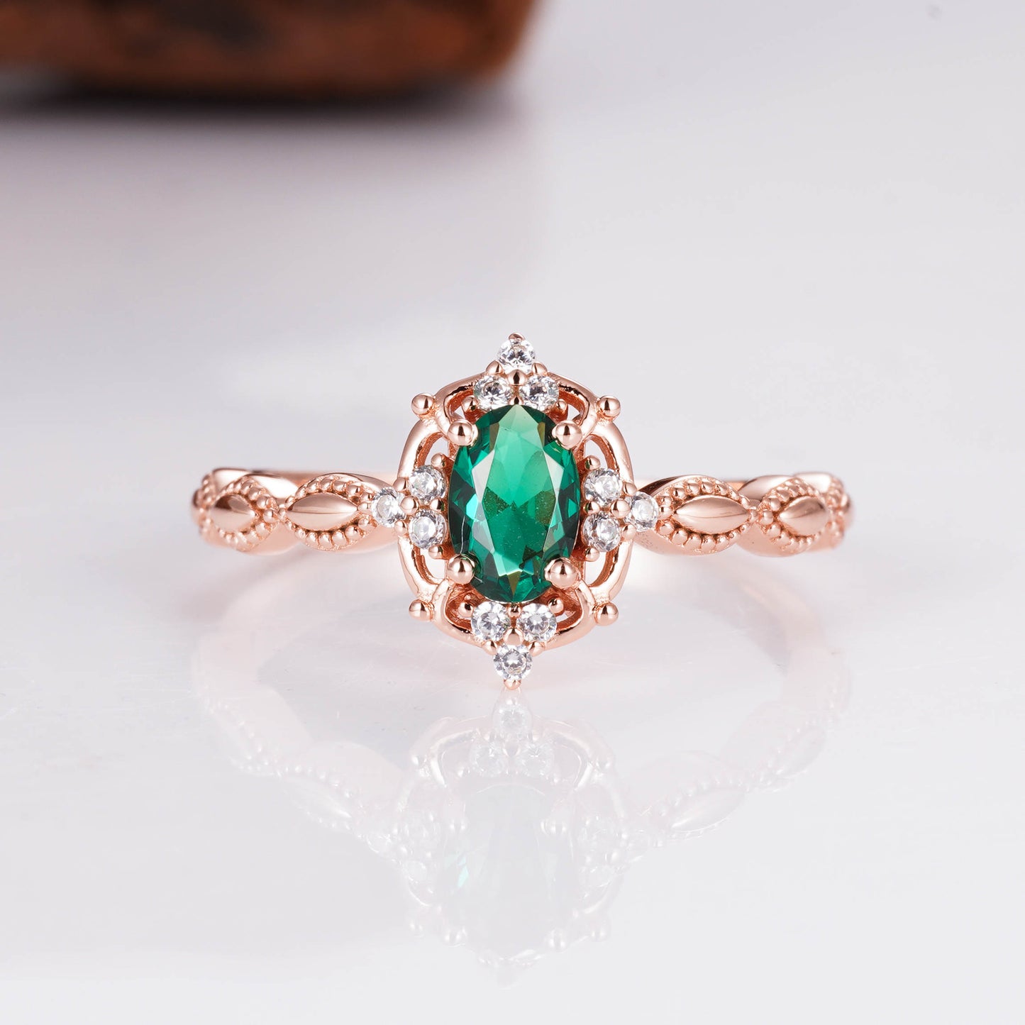 Fia Emerald Ring Rose Gold