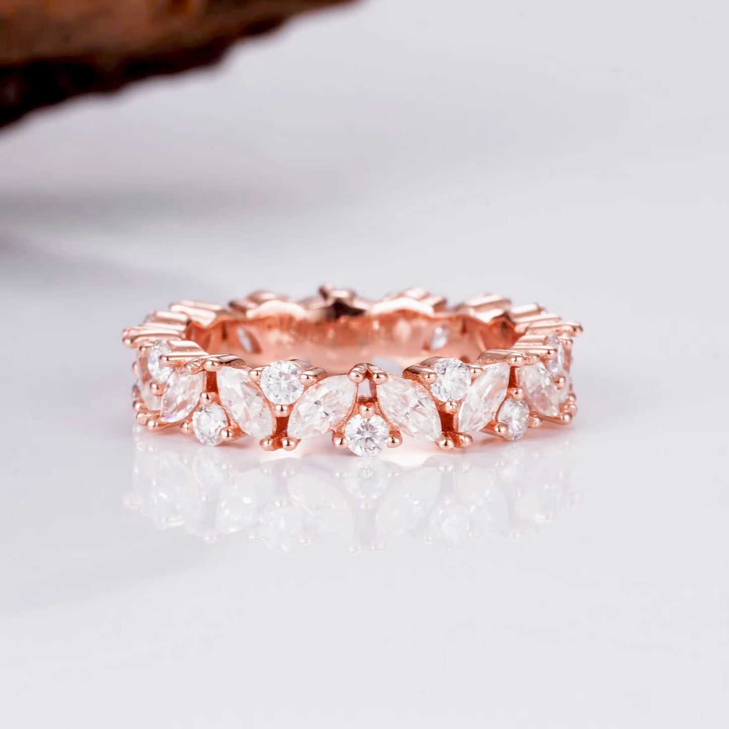 Abi Gemstone Marquise and Round Wedding Band Sterling Silver