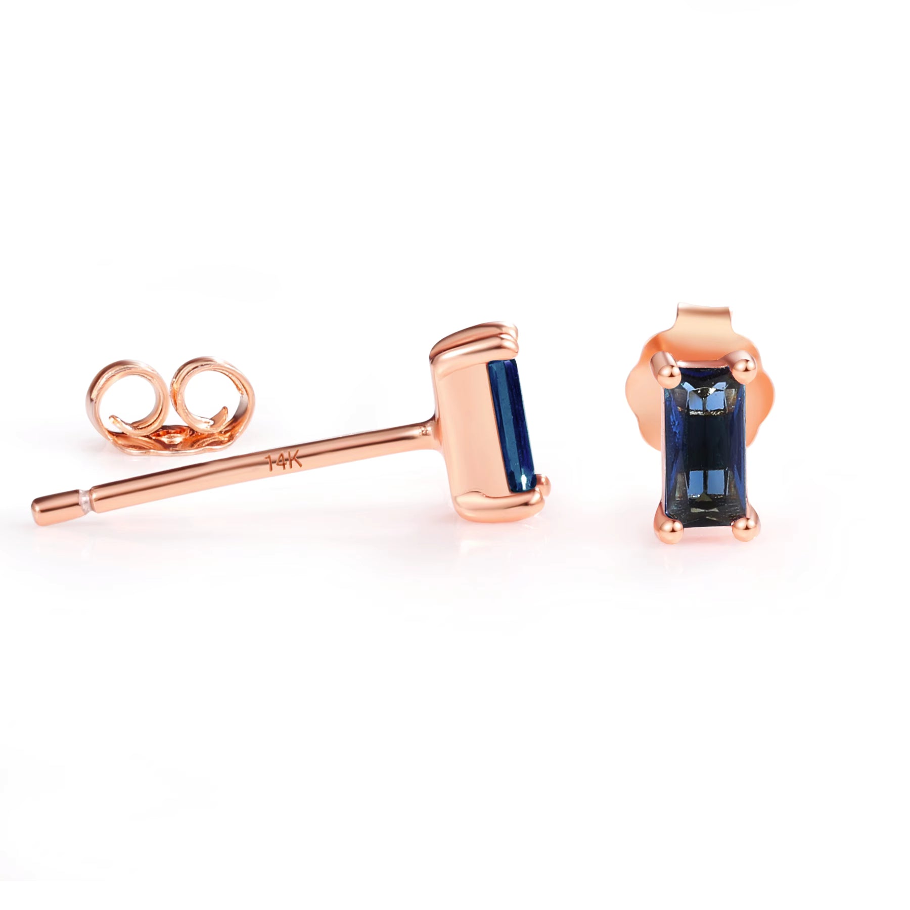 Pia 14k Solid Rose Gold Sapphire Earrings