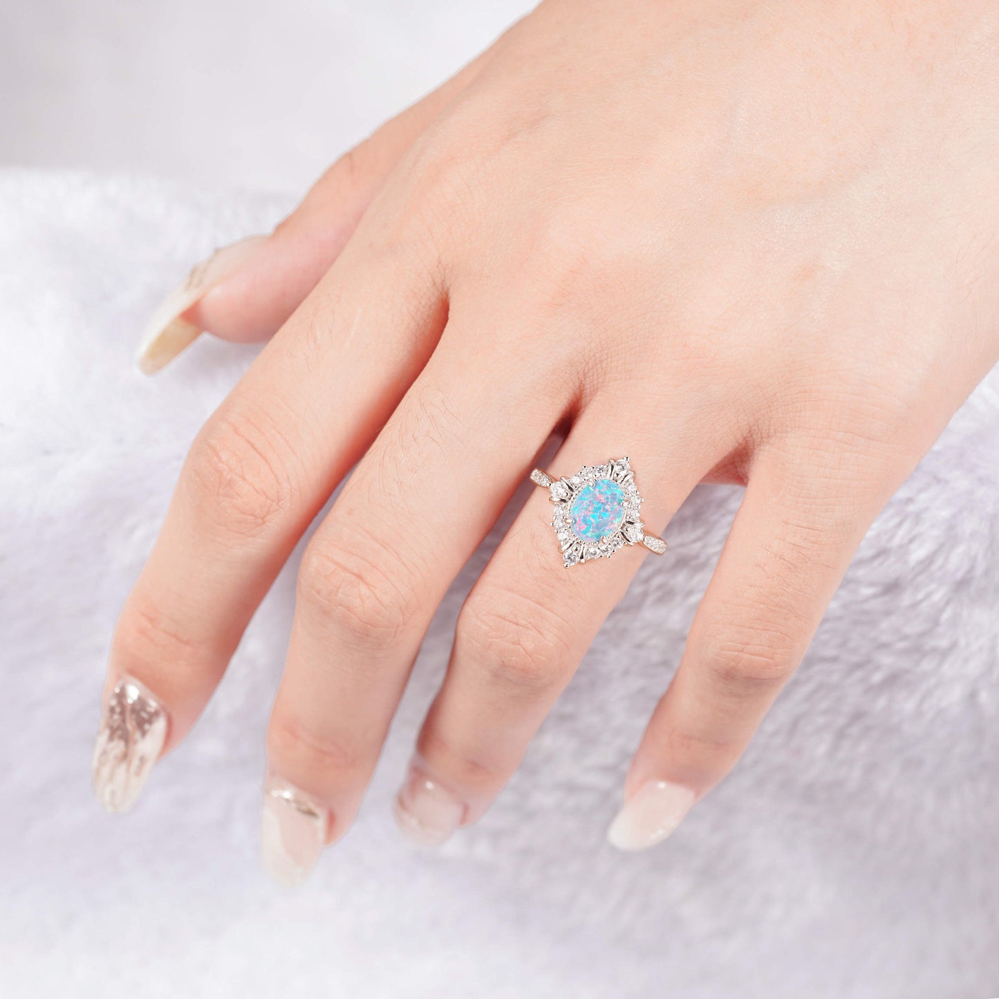 Mei Blue Fire Opal Ring