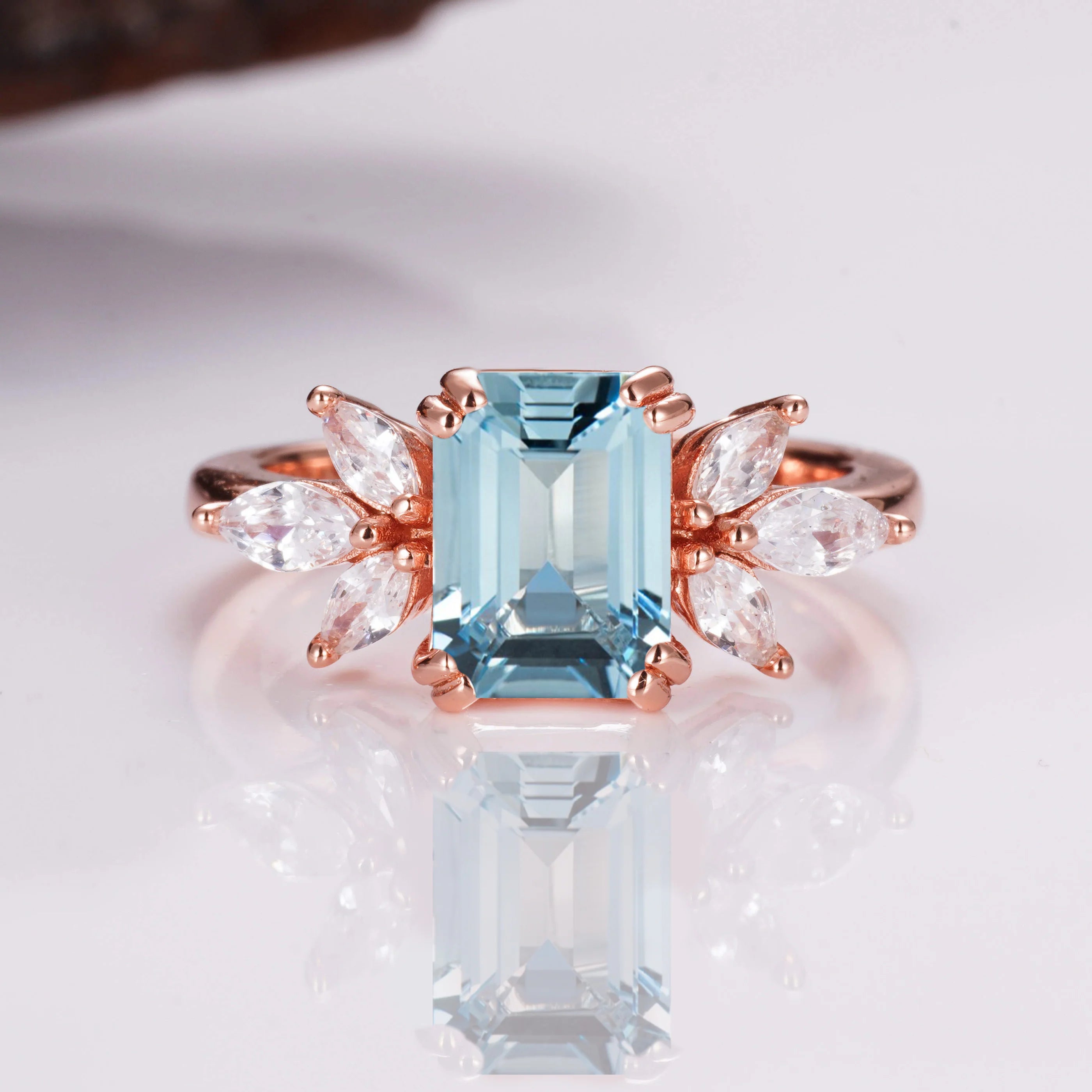 Ivy Aquamarine Ring Rose Gold