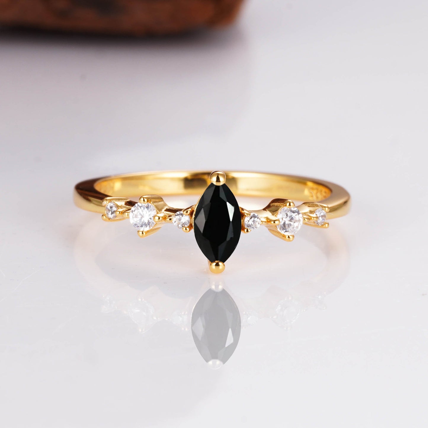 Ava Black Onyx Ring Rose Gold