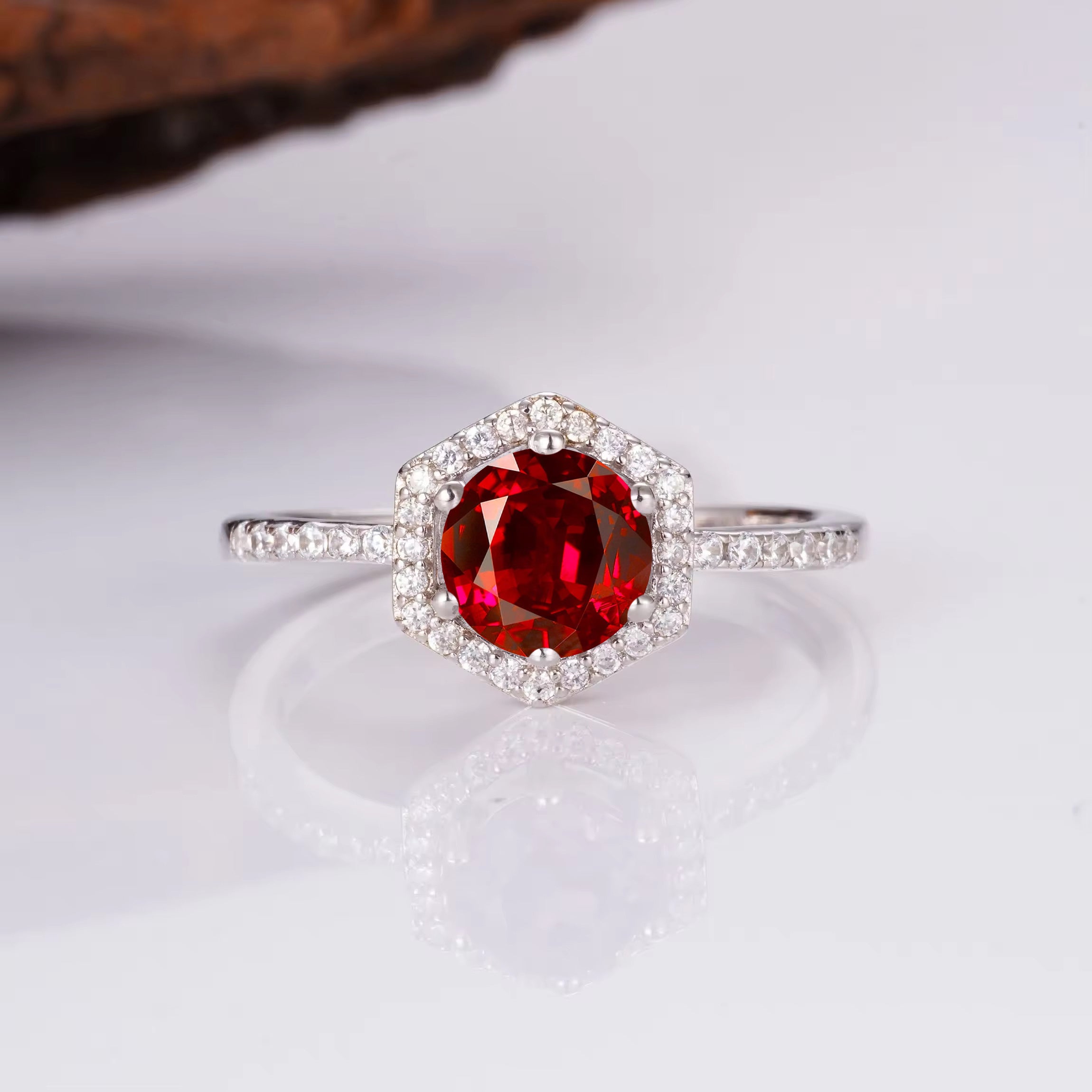 Eva Ruby Ring Sterling Silver