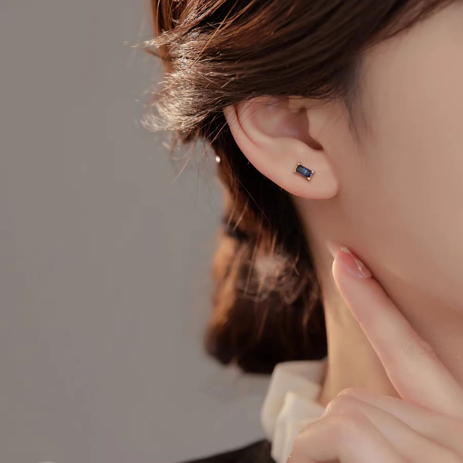 Pia 14k Solid Rose Gold Sapphire Earrings