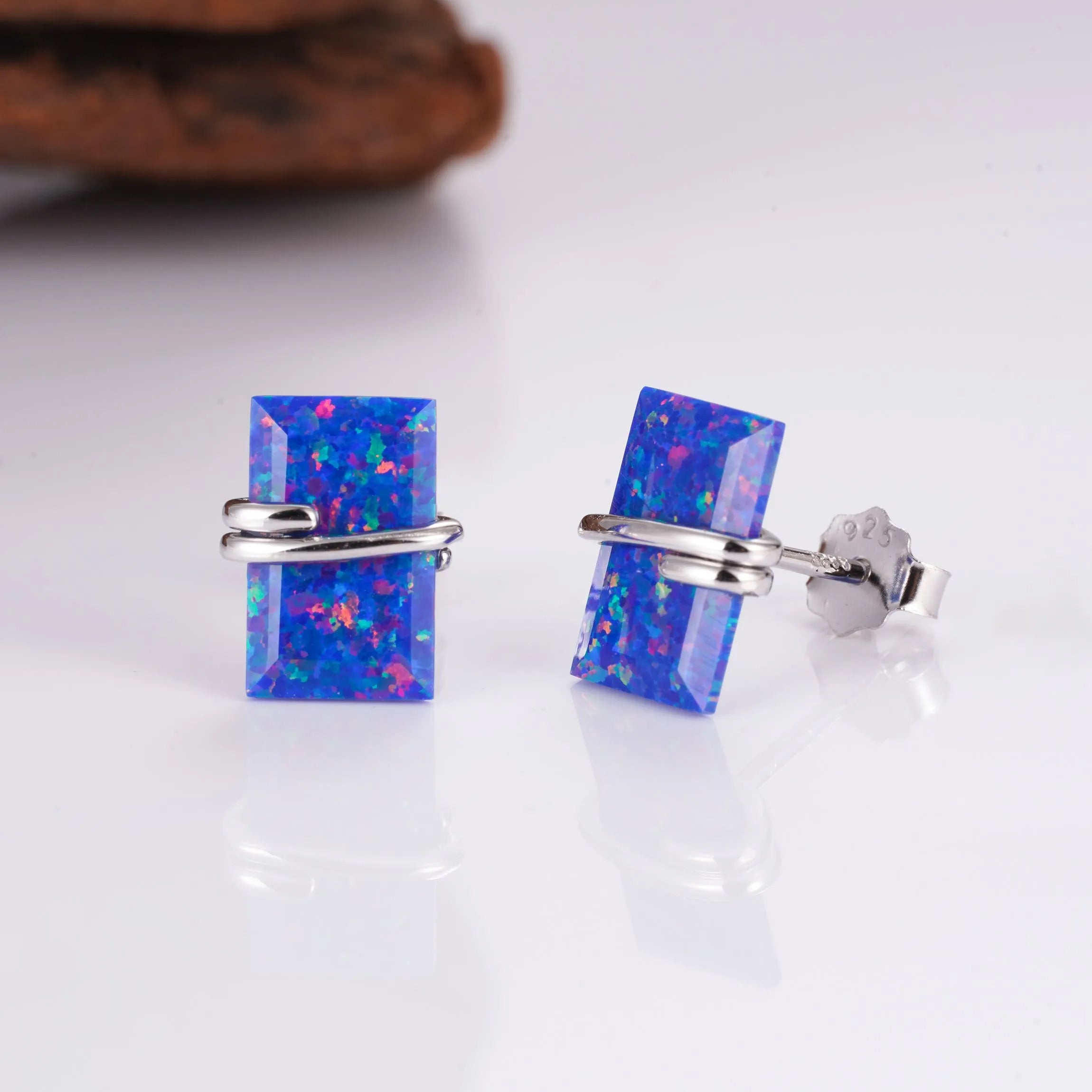 Gabi Blue Fire Opal Earrings