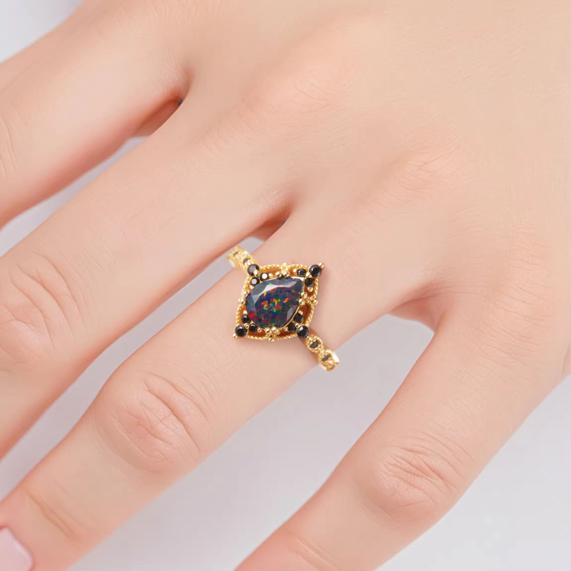 Gloria Black Opal Ring