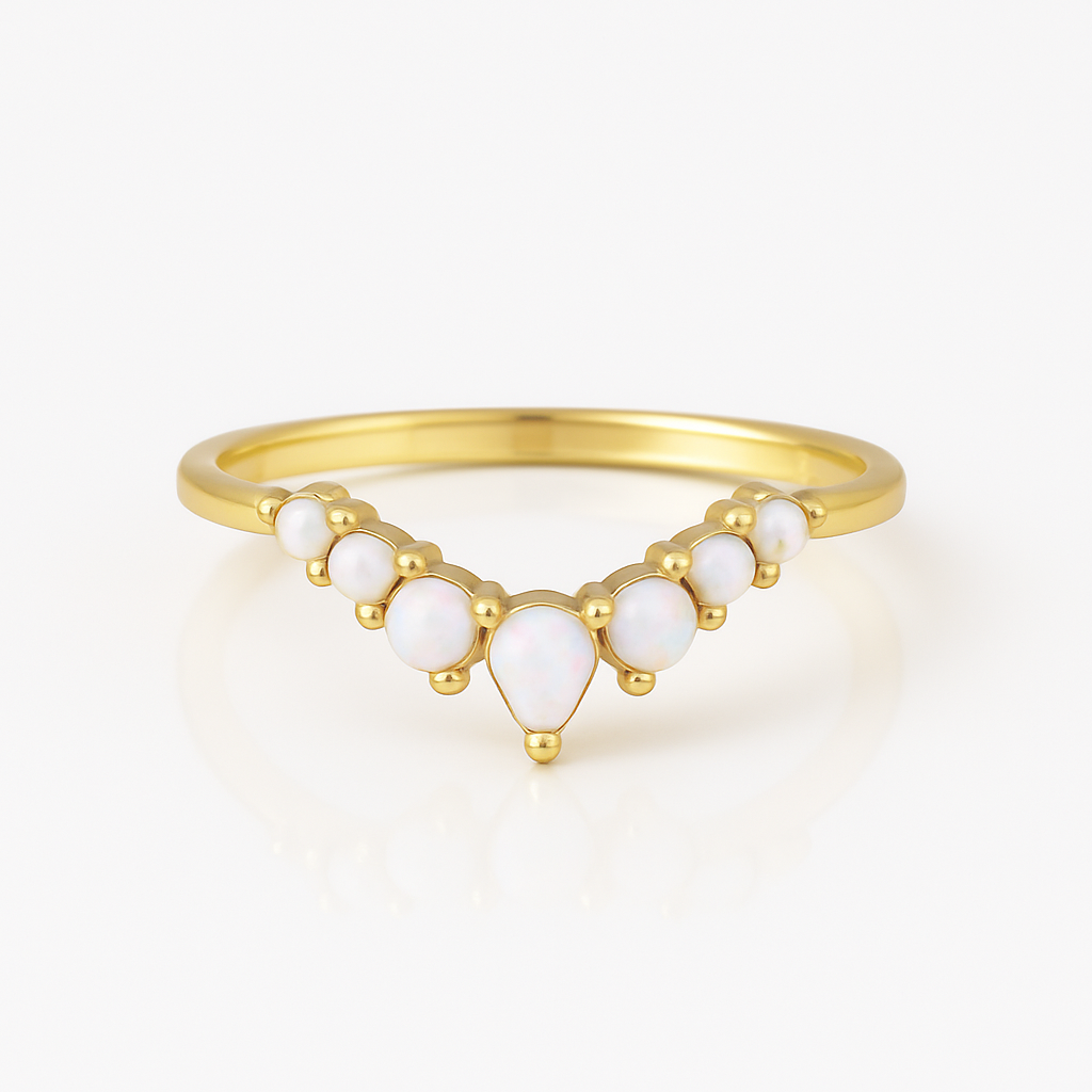 Isa Curved Opal Band Rose Gold