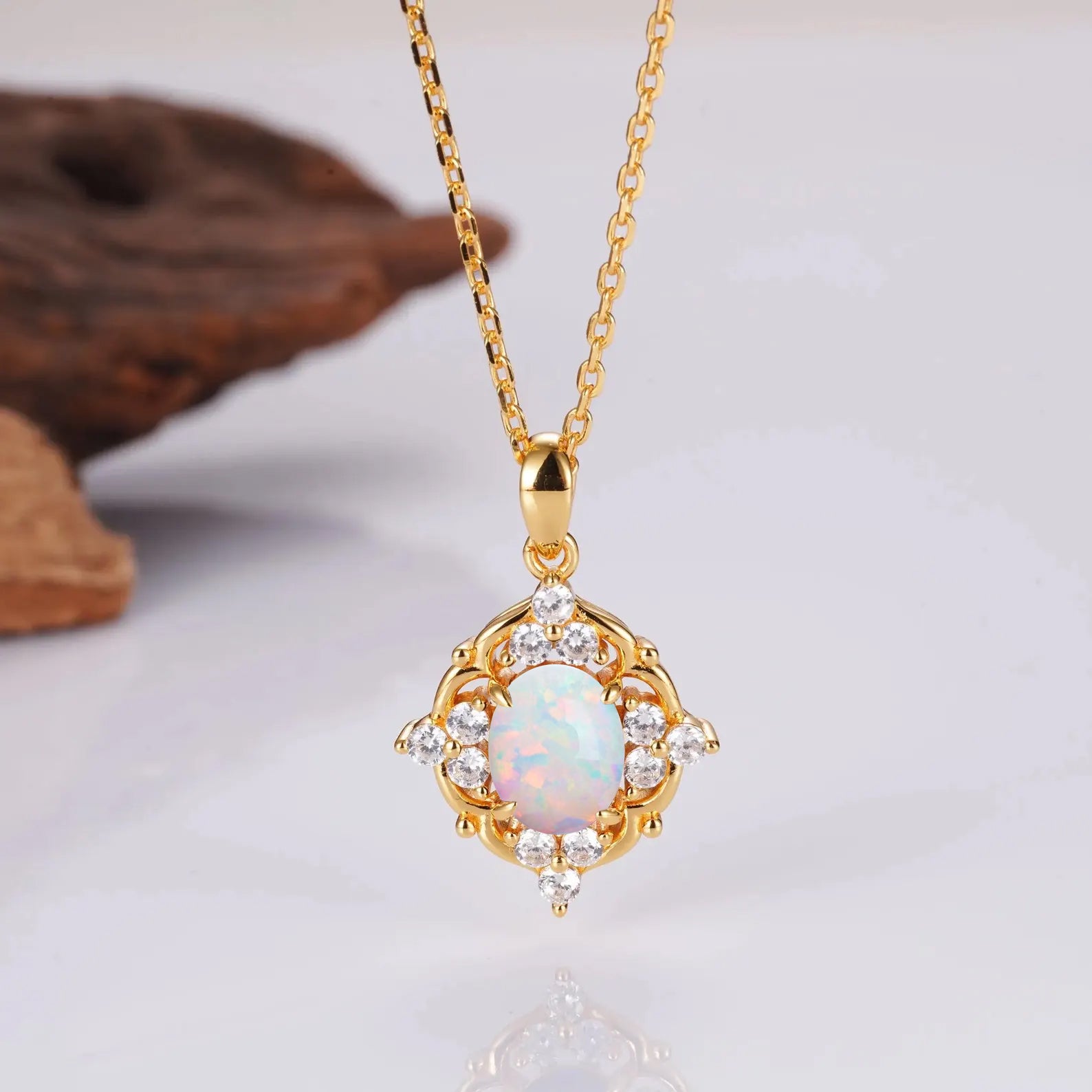 Fia Opal Necklace Gold