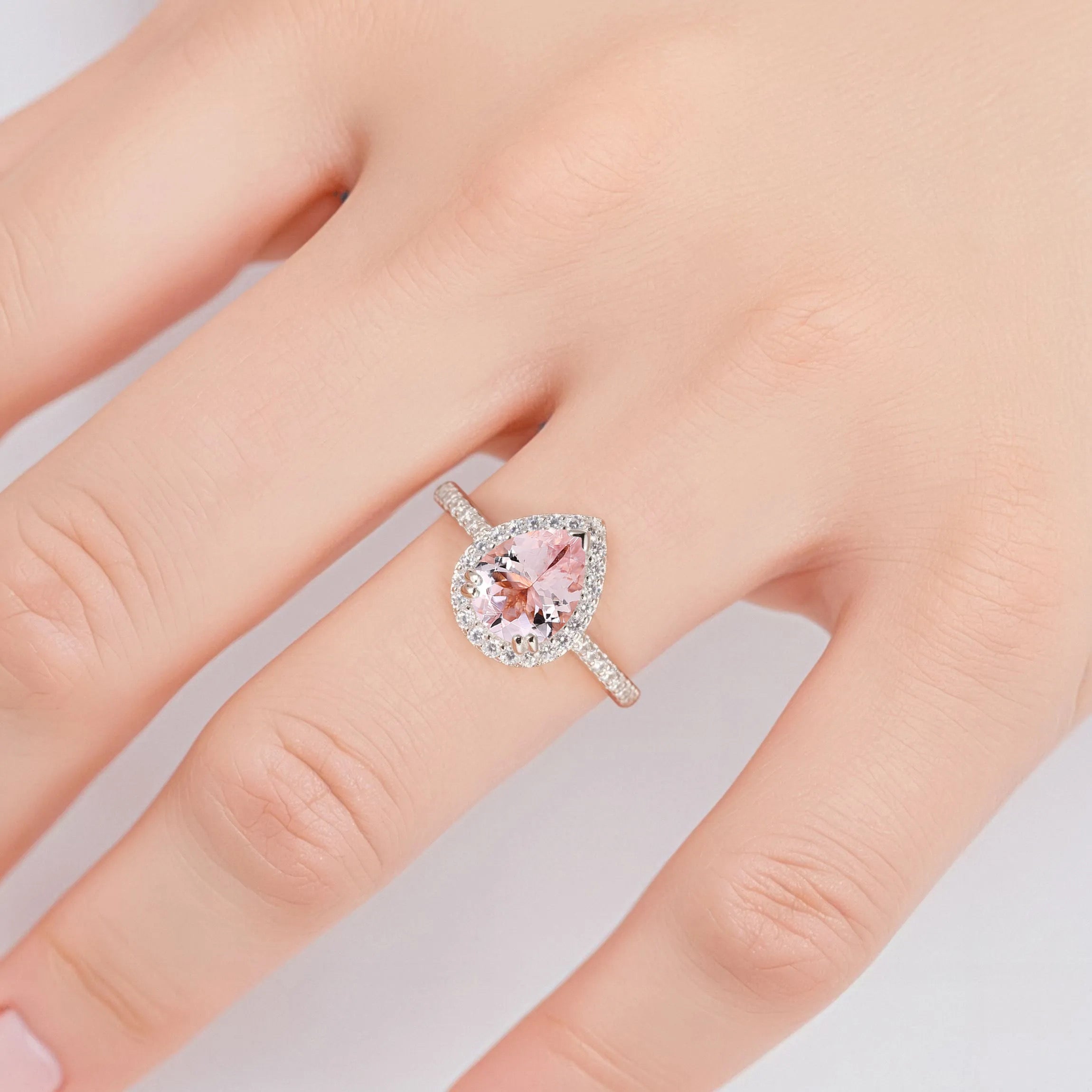 Nia Morganite Ring Sterling Silver