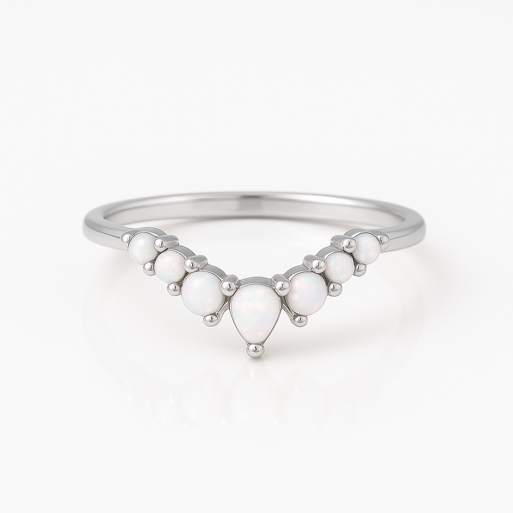 Isa Curved Opal Band Rose Gold