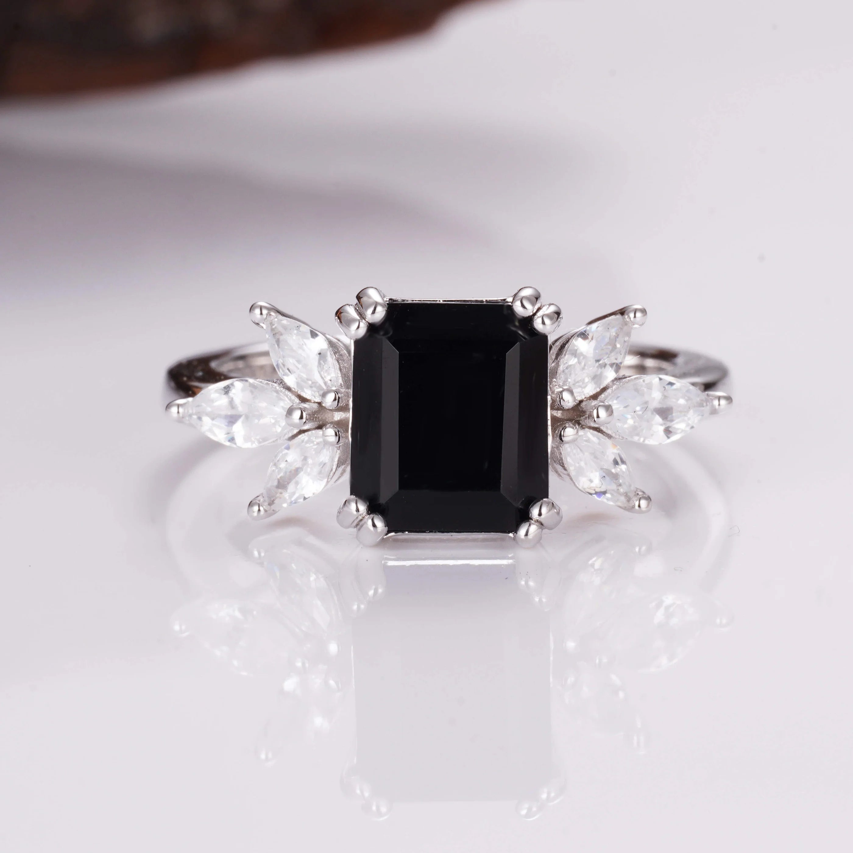 Ivy Black Onyx Ring Sterling Silver