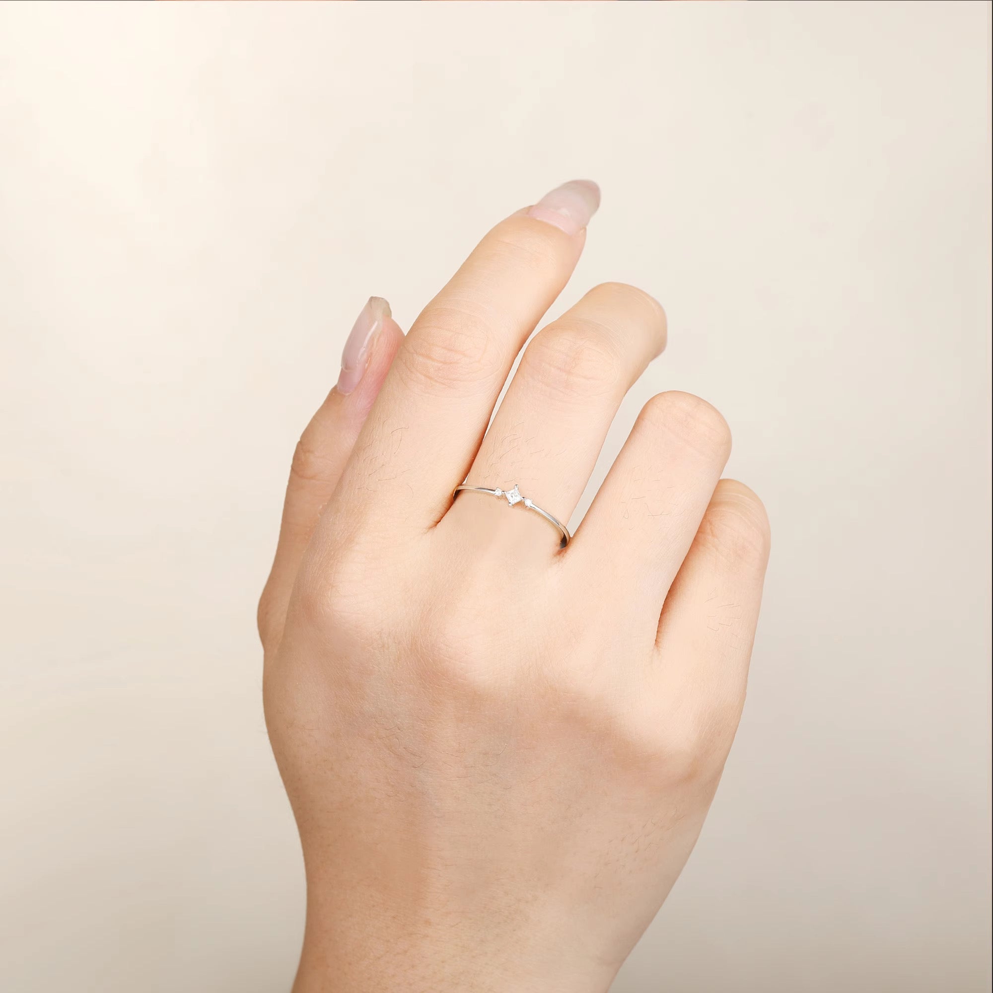 Koi Moissanite Dainty Ring Gold