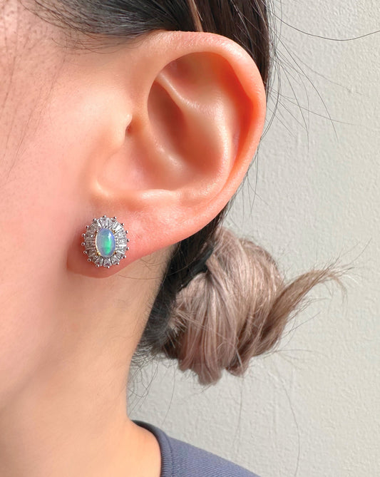 Megan Opal Earrings Sterling Silver