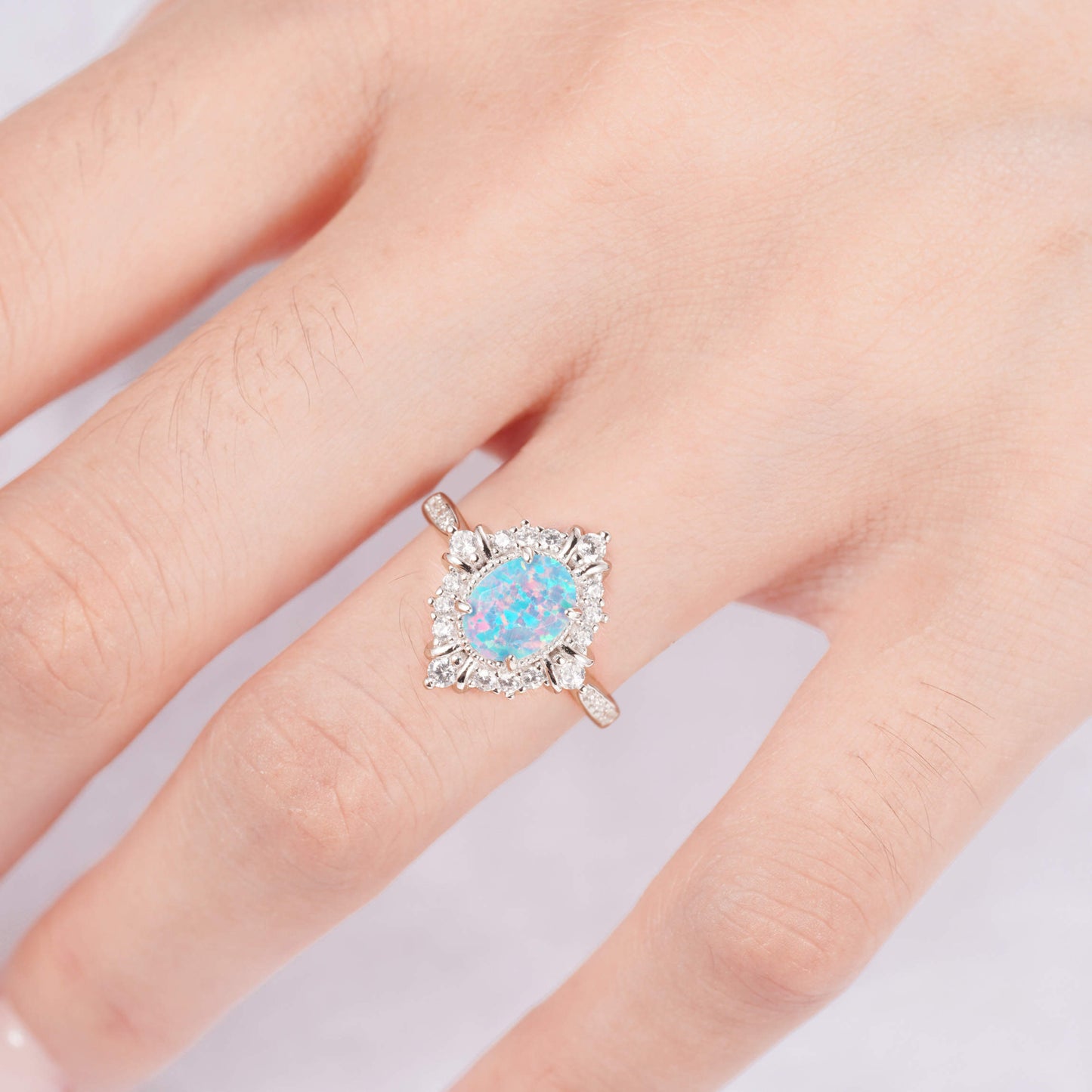 Mei Blue Fire Opal Ring