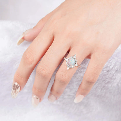 Mia Opal Ring Rose Gold with natural fire opal and crystals