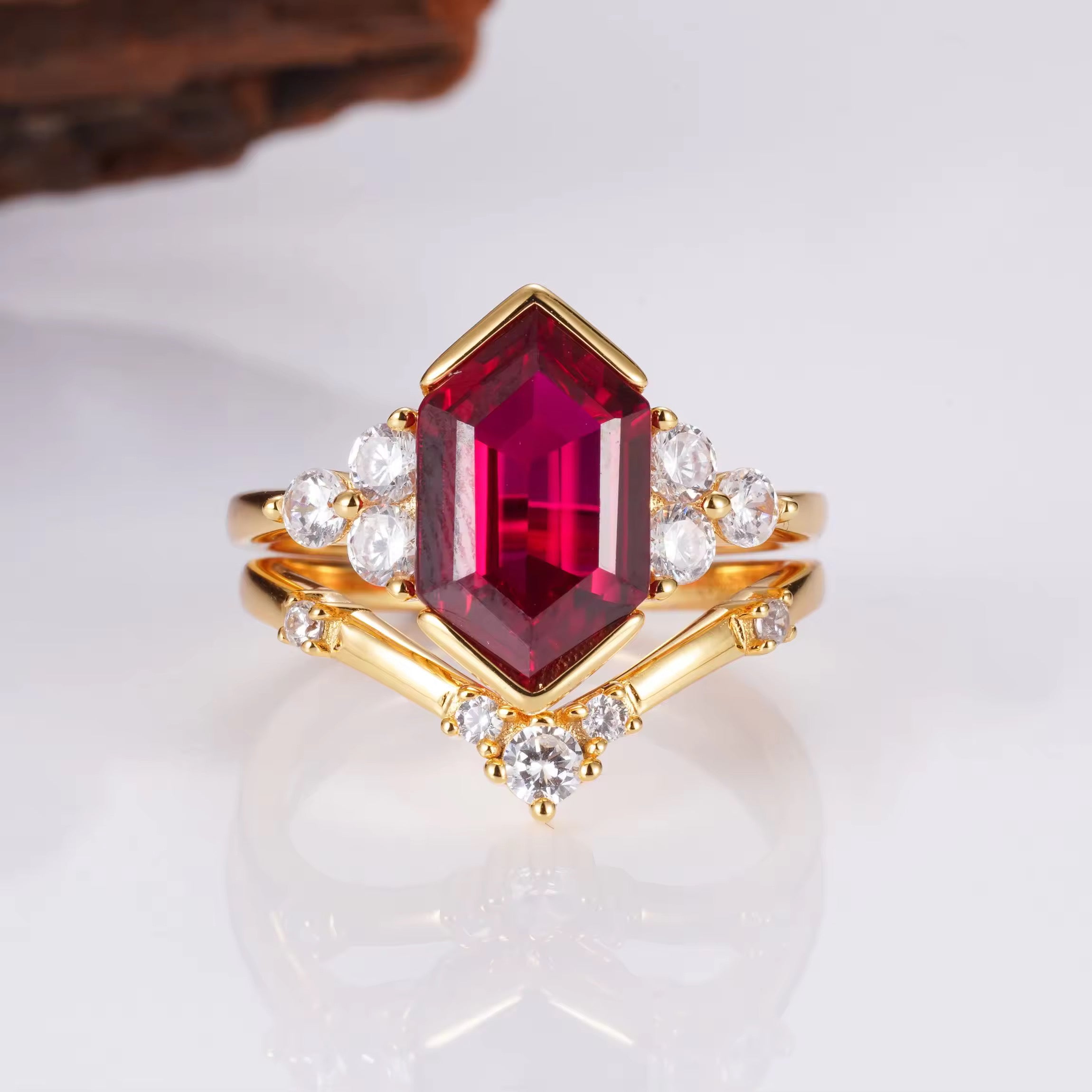 Elena Ruby Ring Set