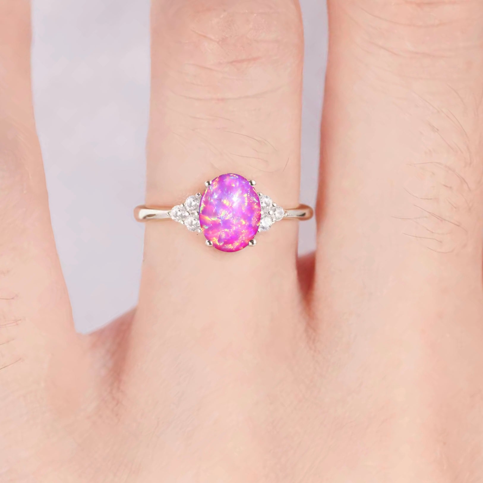 Tya Neon Pink Fire Opal Ring