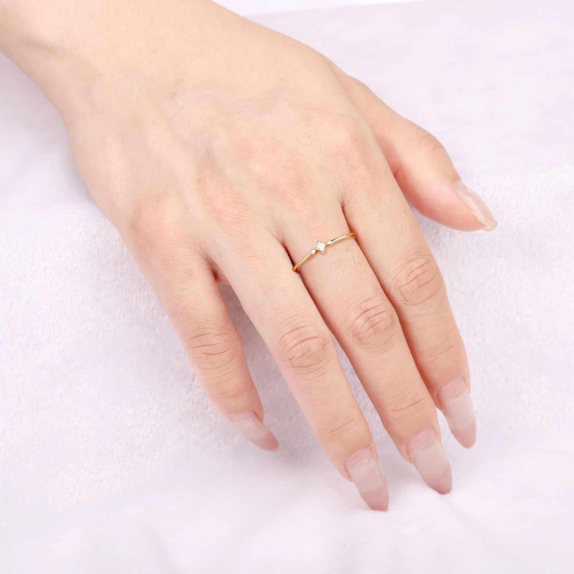 Koi Moissanite Dainty Ring Gold