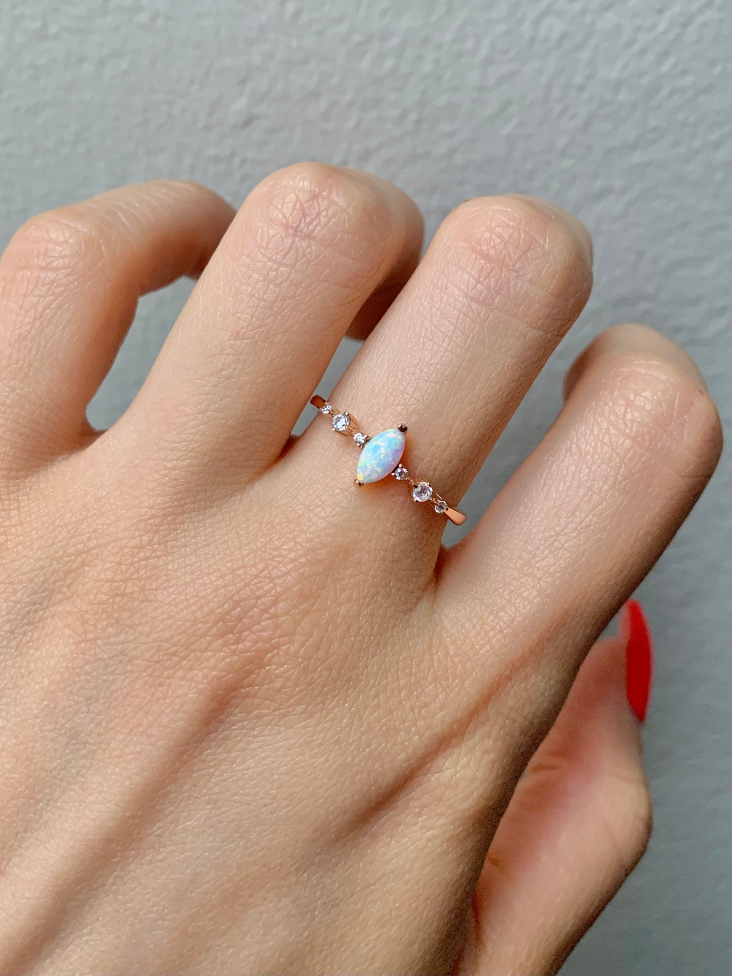 Ava Opal Ring Sterling Silver