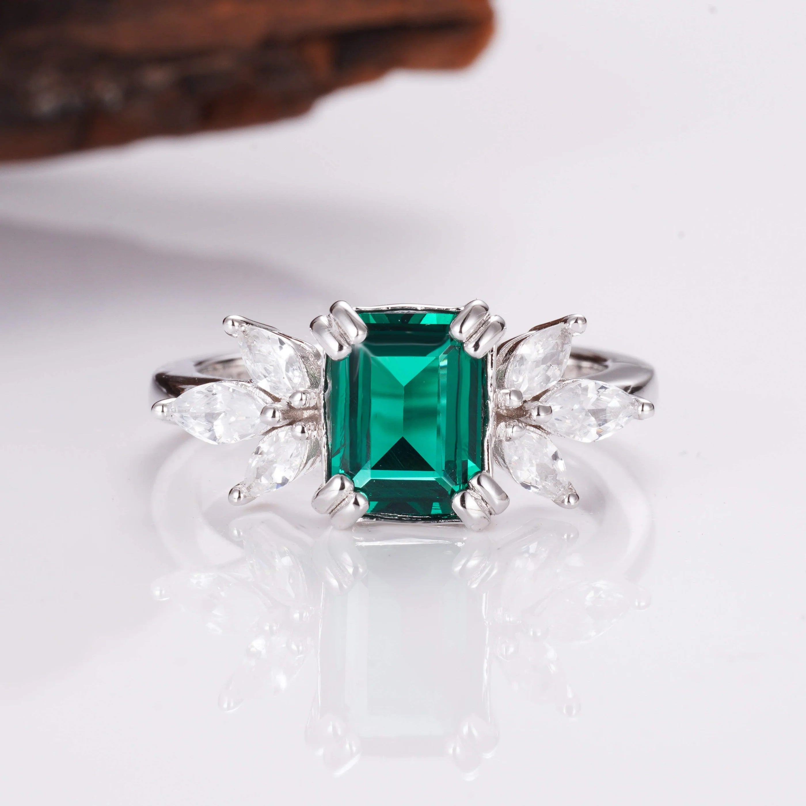 Ivy Emerald Ring Sterling Silver