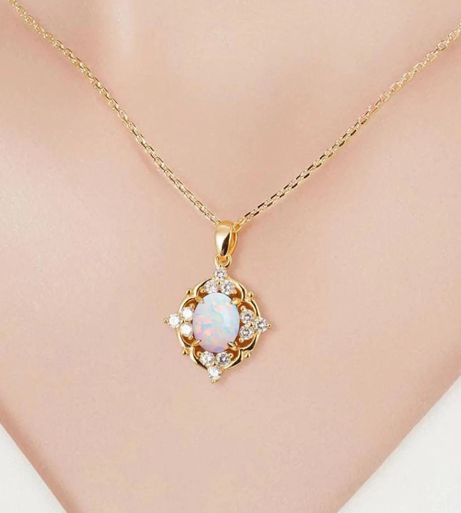 Fia Opal Necklace Gold