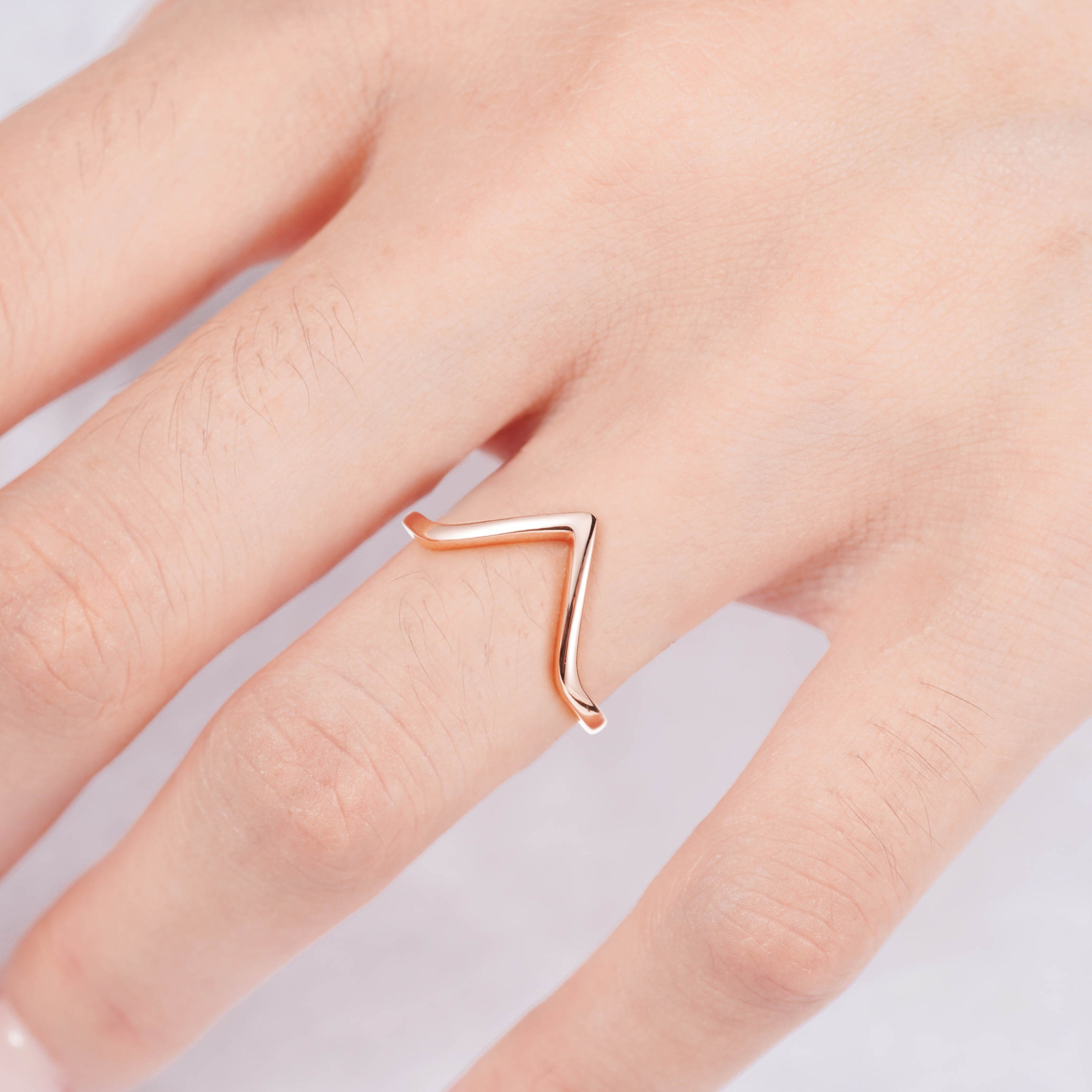 Aoi Curved Stacking Band Rose Gold Engagement Ring Band