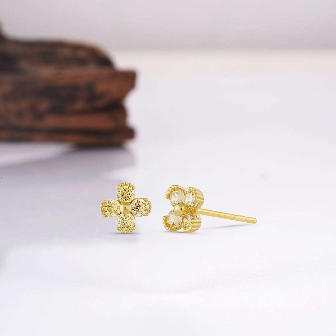 Jay 14k Solid Gold Emerald Flowers Earrings