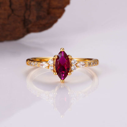 Marquise Ruby Ring in Gold Vermeil – Handcrafted Jewelry