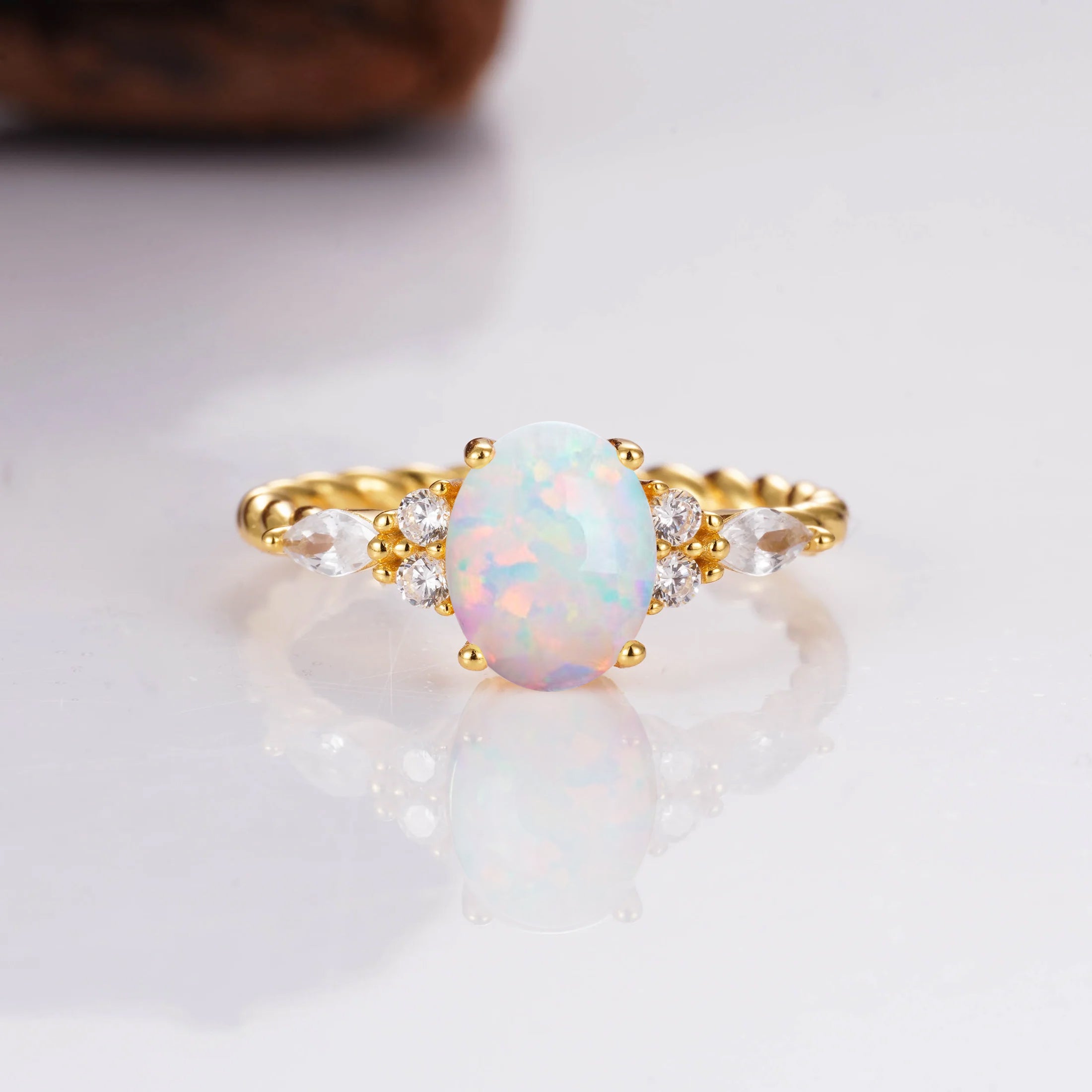 Fig Opal Ring Gold