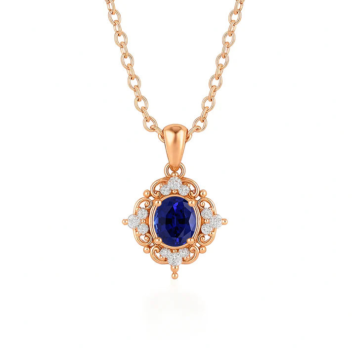 Fia Sapphire Necklace Rose Gold
