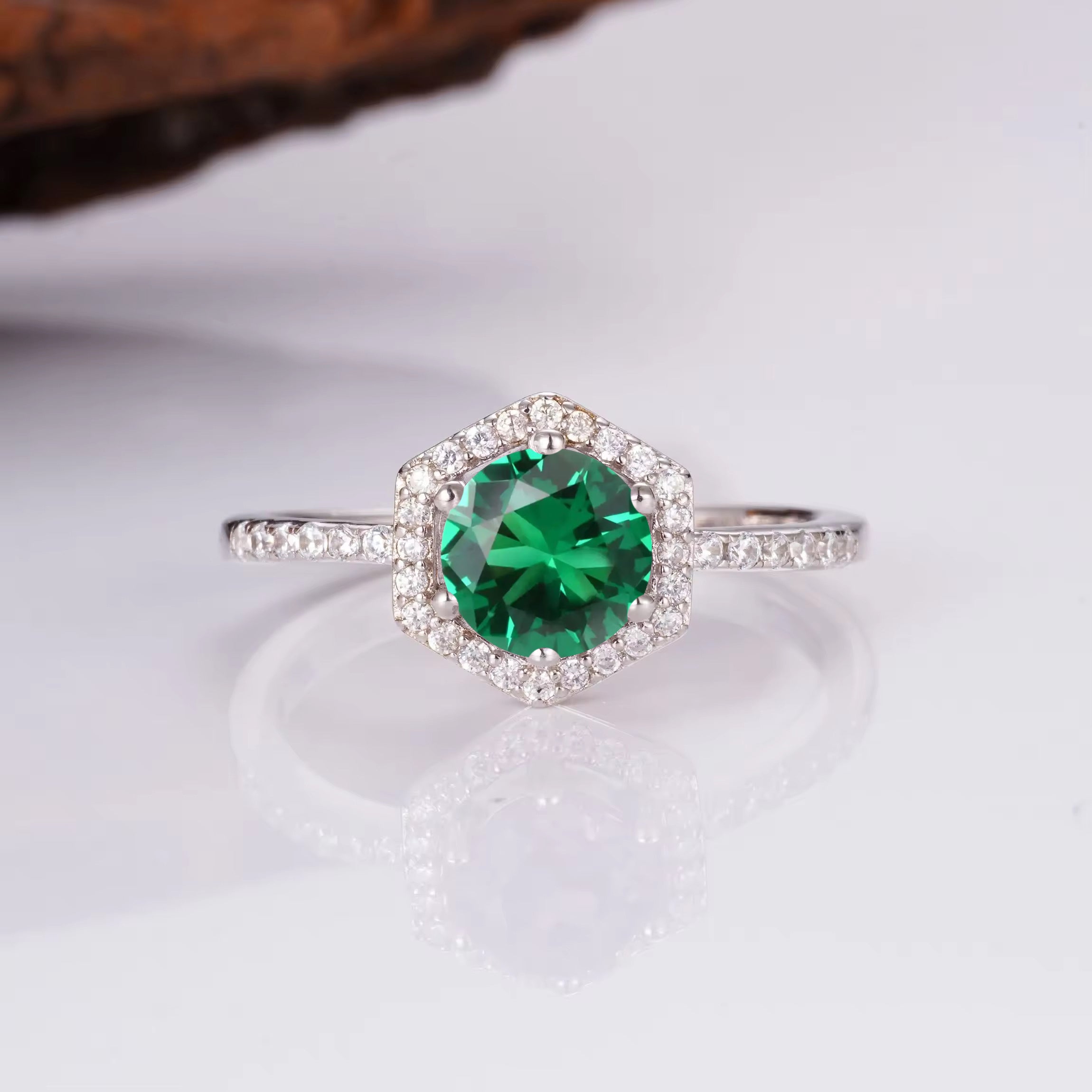 Eva Emerald Ring Sterling Silver