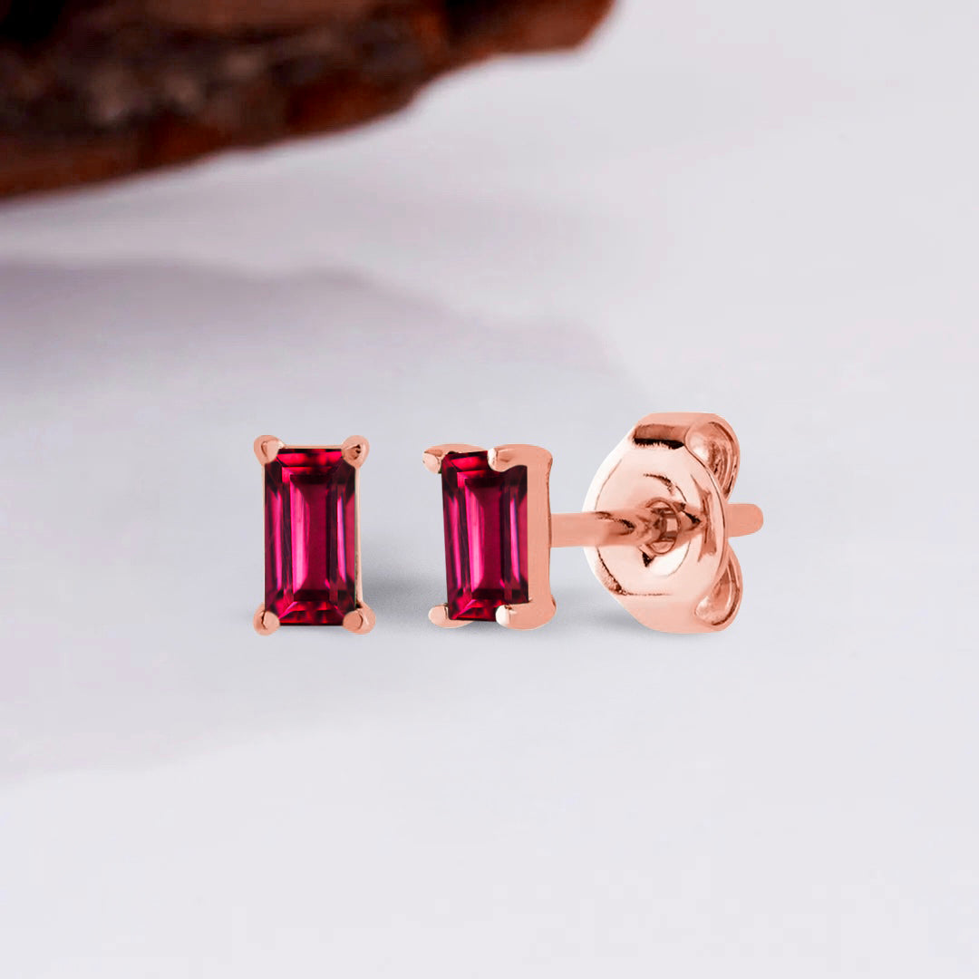 Pia 14k Solid Rose Gold Ruby Earrings