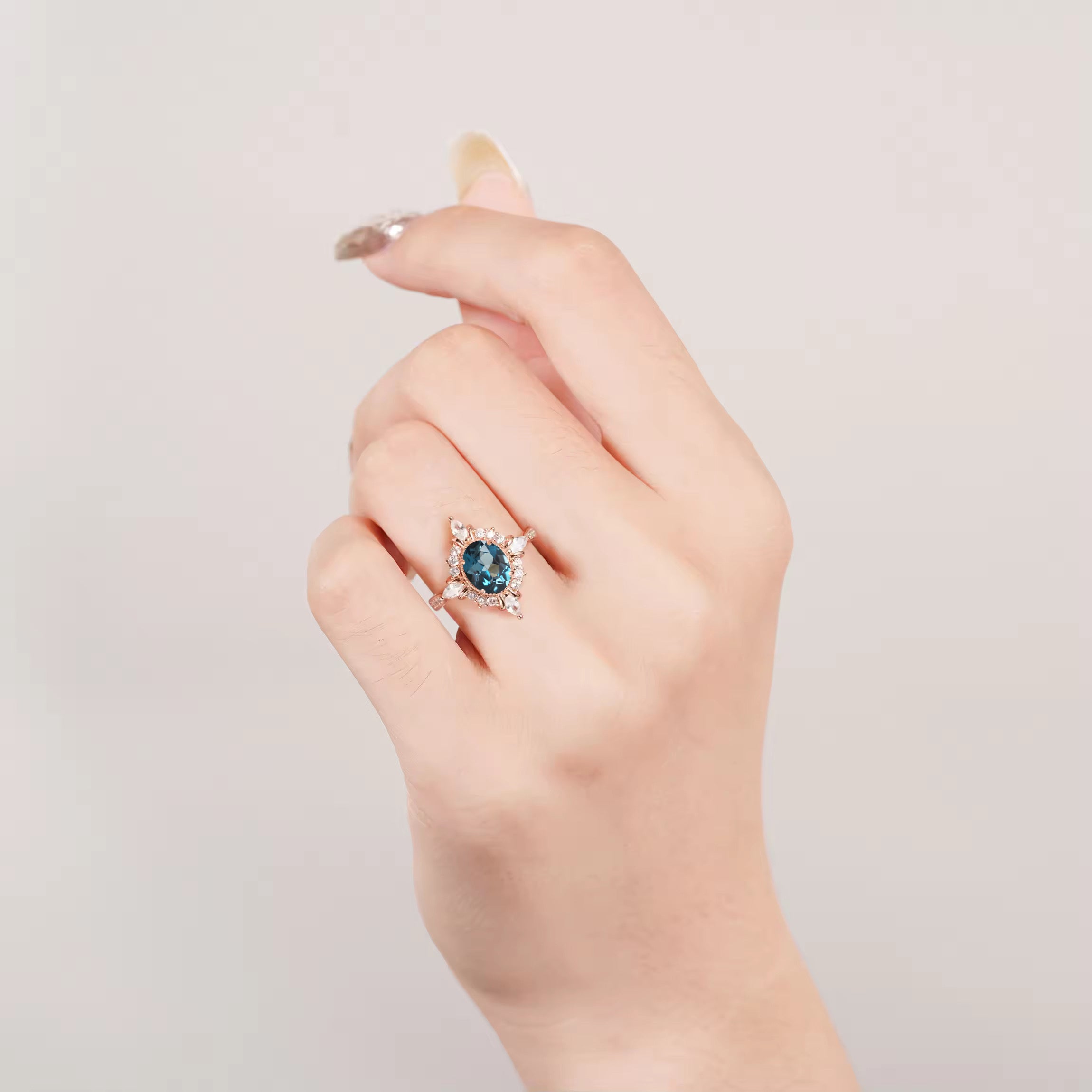 Mia London Blue Topaz Ring Rose Gold