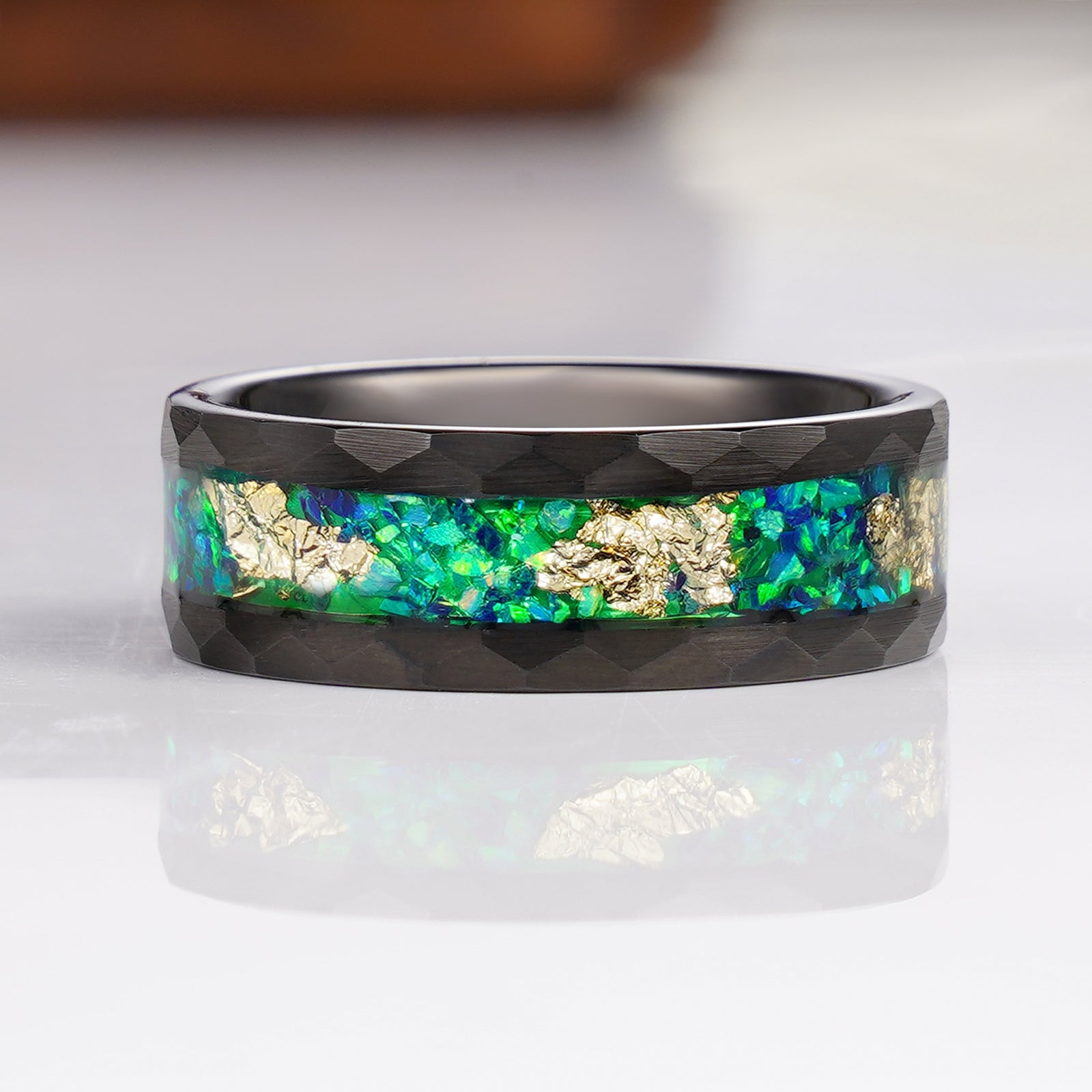 John Men's Wedding Peacock Sapphire and Teal Opal Ring