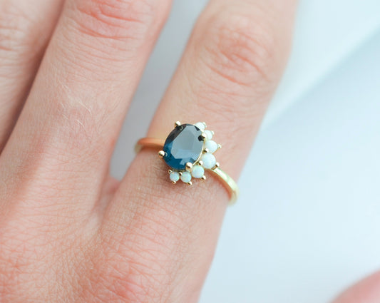 Ari London Blue Topaz & Opal Ring