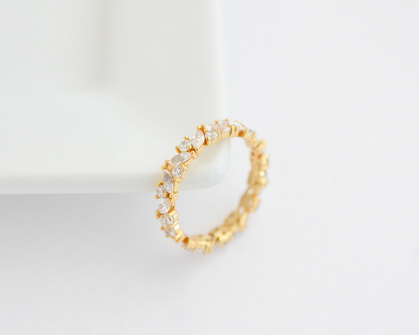 Abi Moissanite Marquise and Round Wedding Band Gold