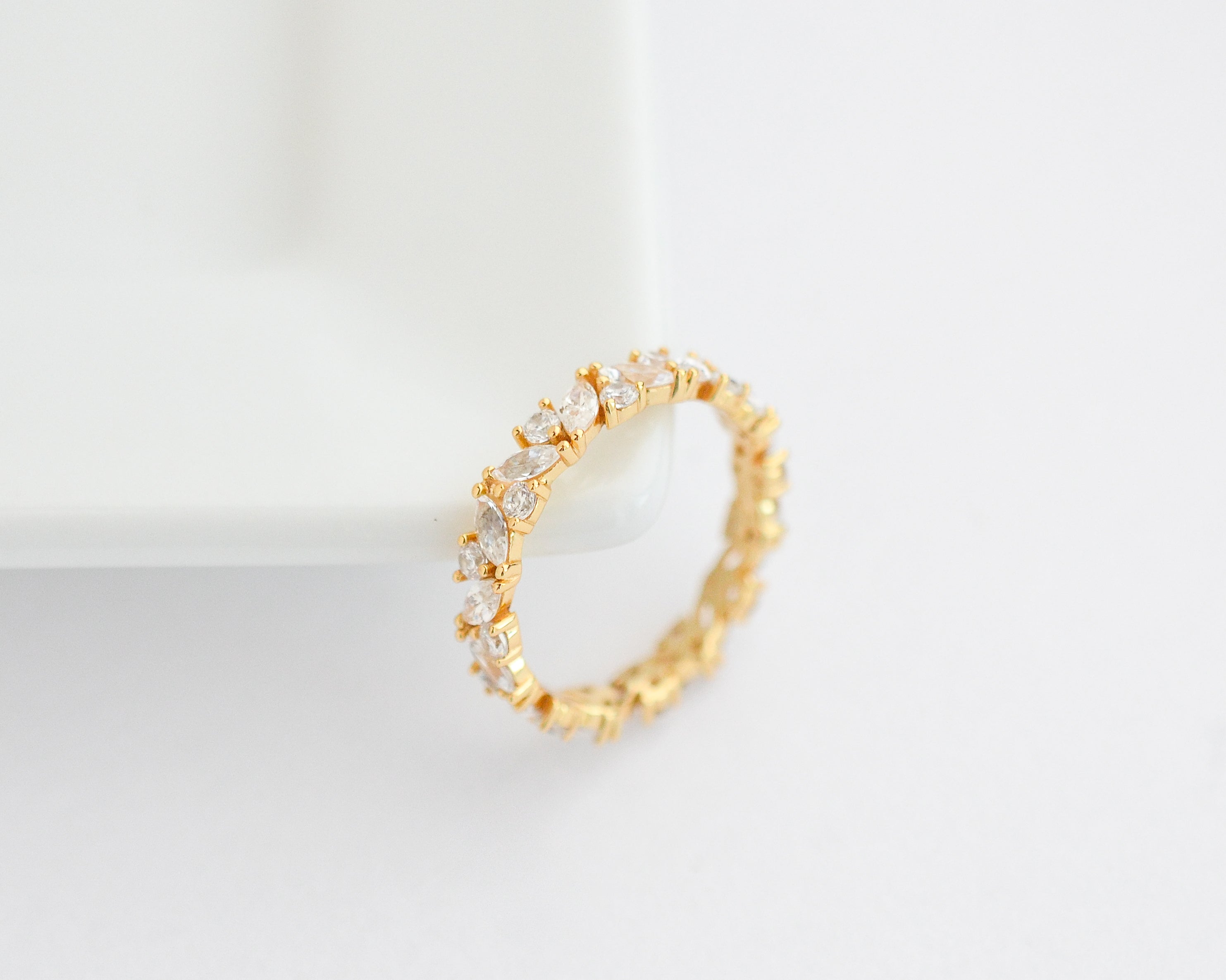Abi Moissanite Marquise and Round Wedding Band Rose Gold