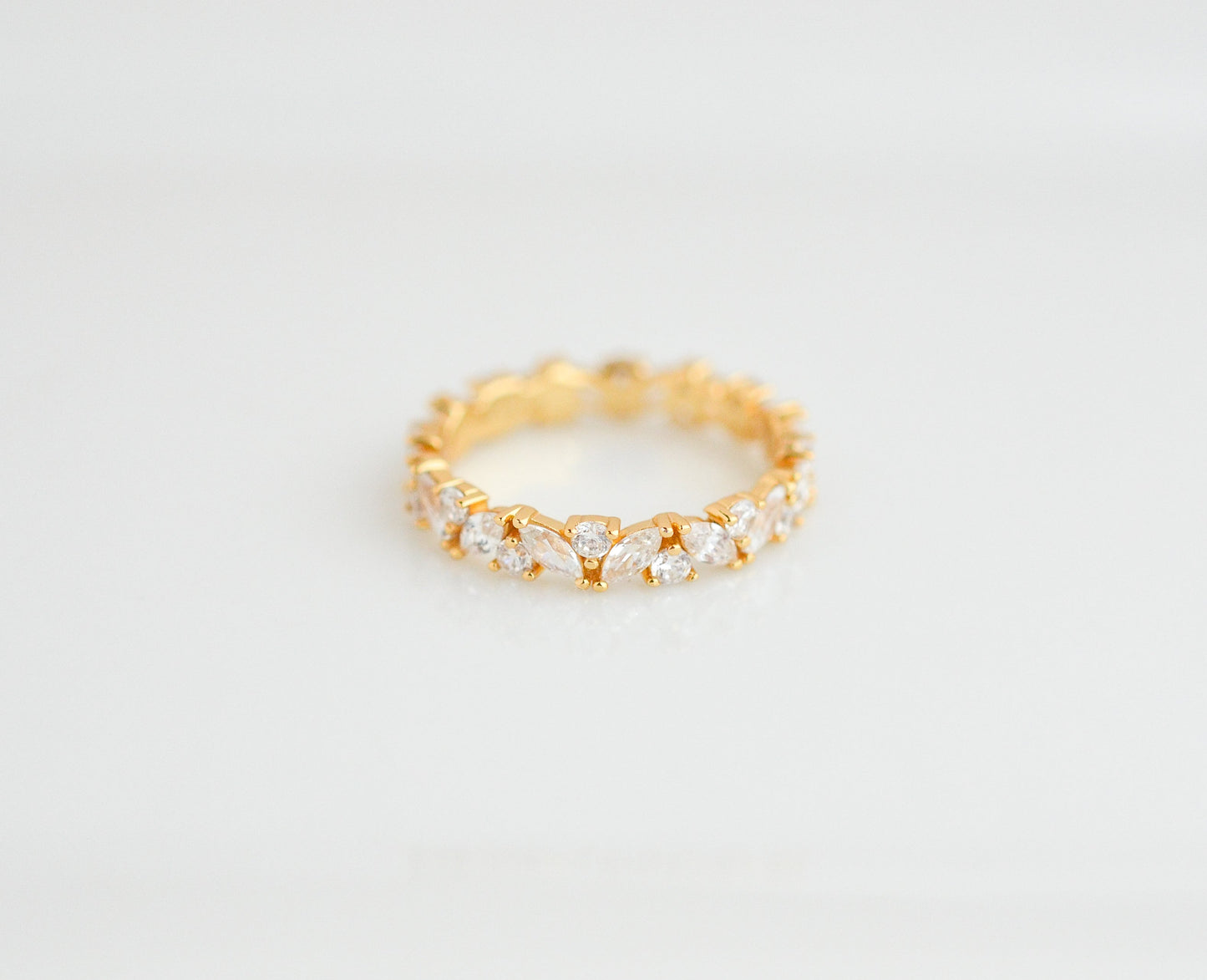 Abi Moissanite Marquise and Round Wedding Band Rose Gold